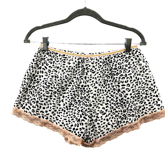 Victoria's Secret Lounge Pajama Shorts Womens Small S Leopard Print Lace Summer - Picture 2 of 8